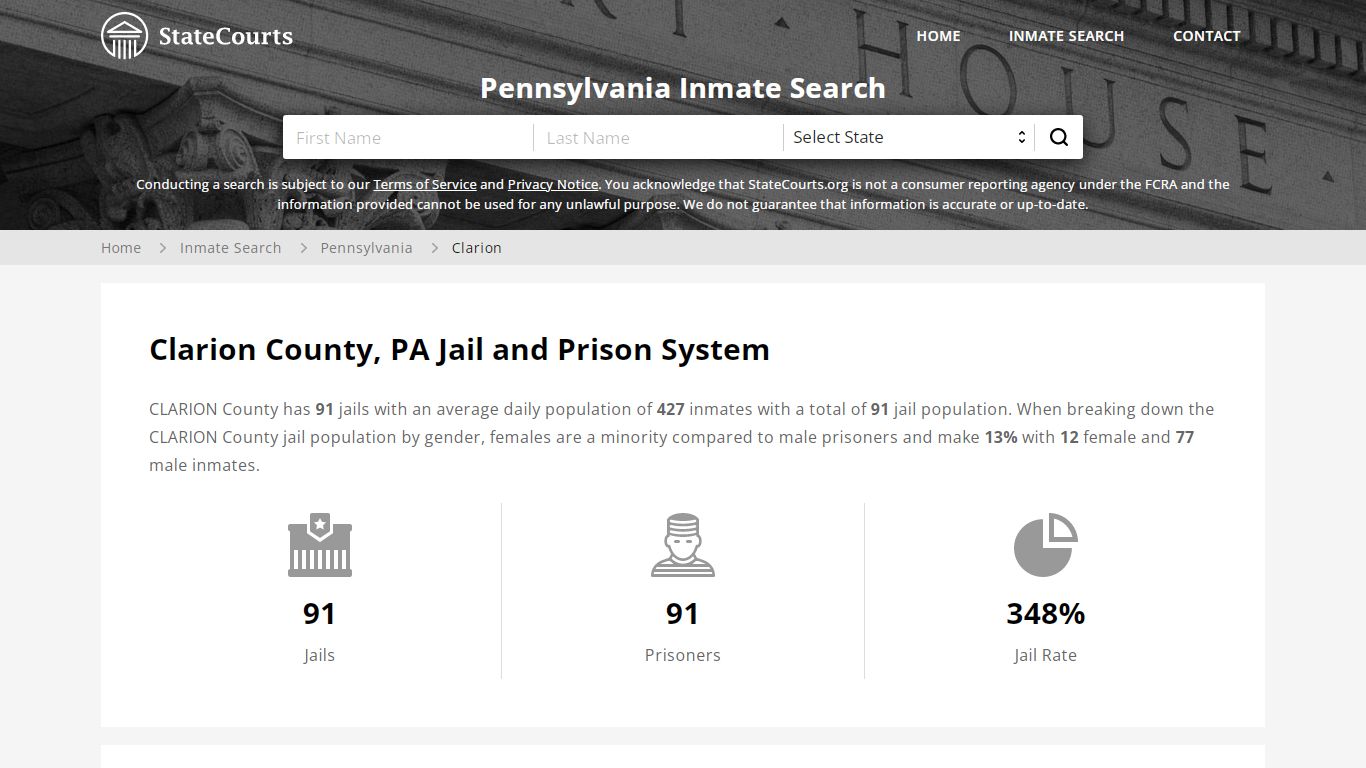 Clarion County, PA Inmate Search - StateCourts