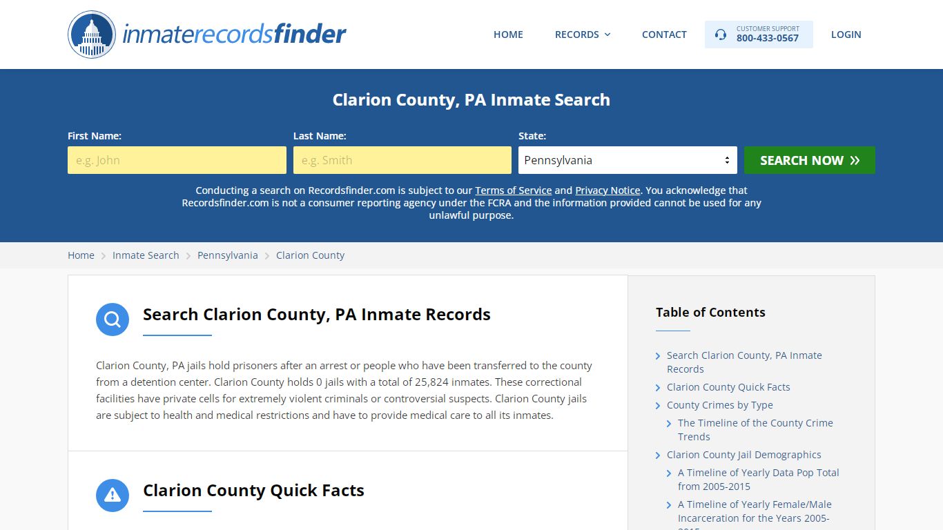 Clarion County, PA Inmate Lookup & Jail Records Online